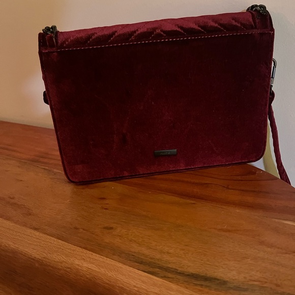 Aldo‎ Velvet Crossbody Bag with Chain - Deep Red - Picture 8 of 10